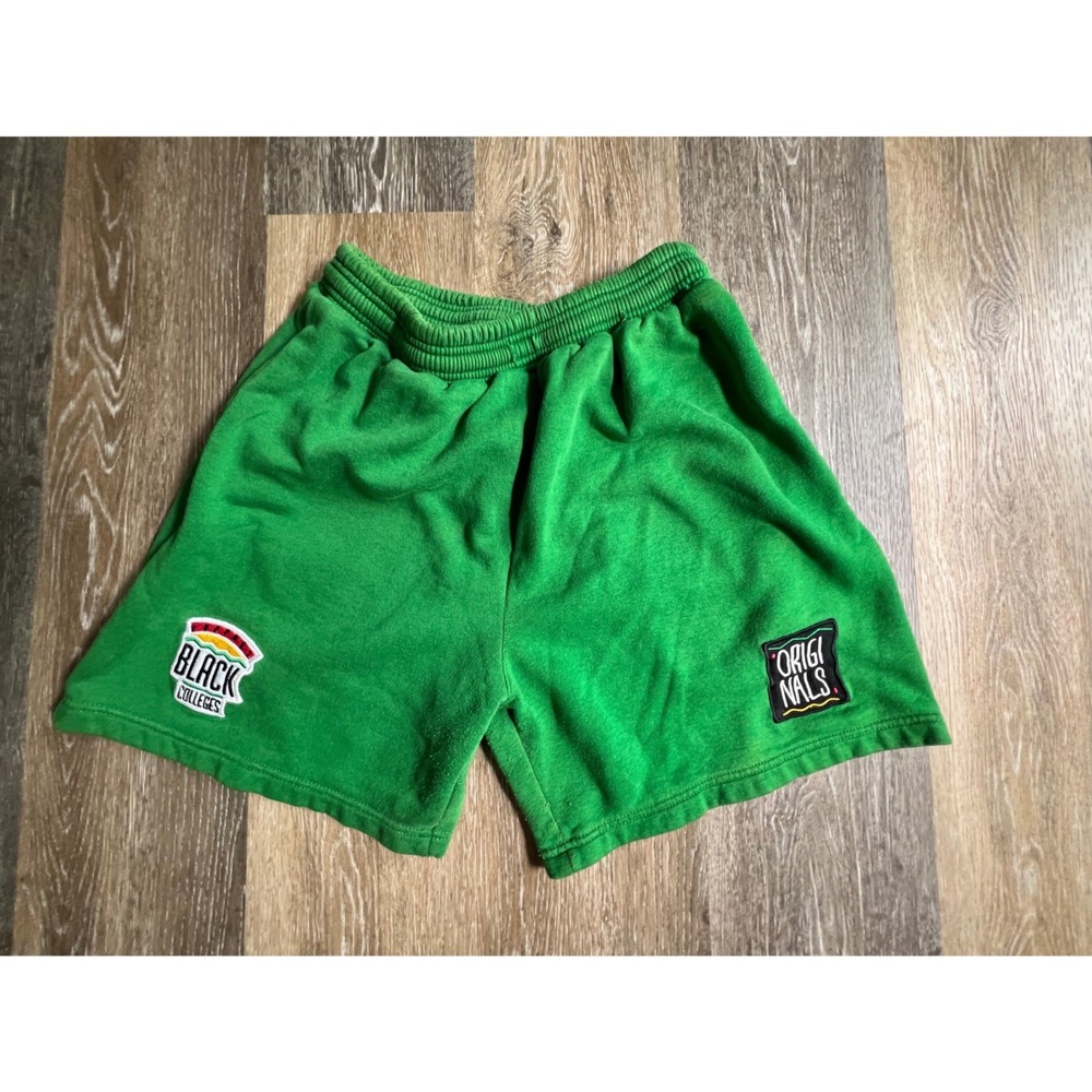 Black Colleges Originals Sweat Shorts Mens XL Green Excellent Patch Logo HBCU